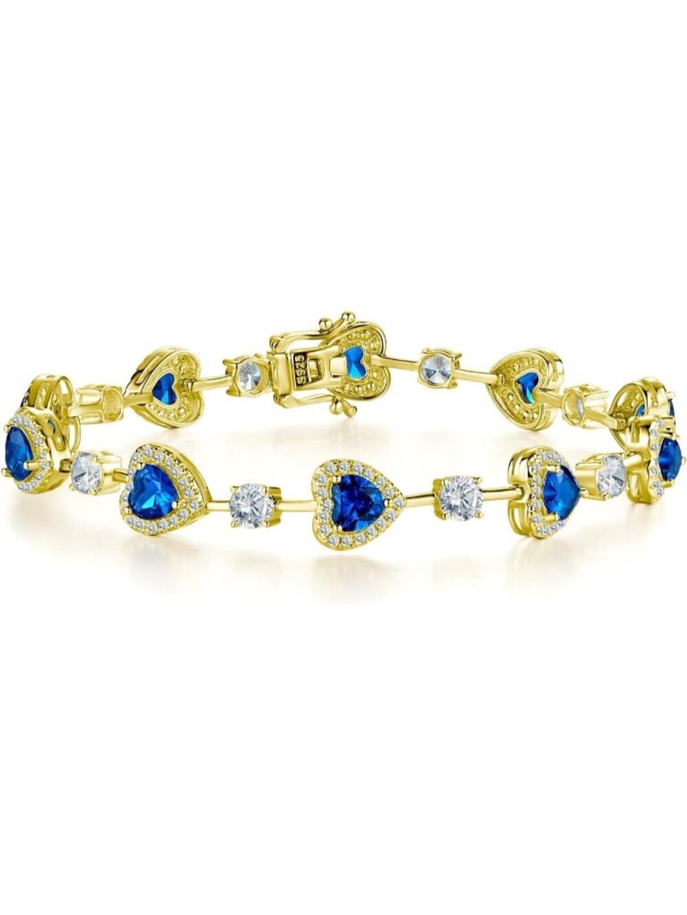 Gemlanto Sapphire Gold Silver Gemstone Heart Bracelets Luxury Fashion Jewelry